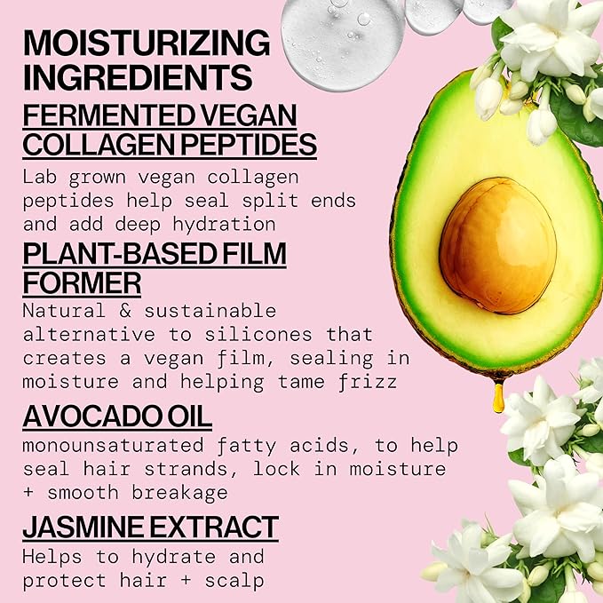 Pacifica Hair Conditioner - Vegan Collagen Hydrating, Haircare, Avocado Oil, Vitamin B5, Add and Restore Shine, For Dry and Damaged Hair, Sulfate and Silicone Free, Hair Care, 8 fl oz (1 Count)