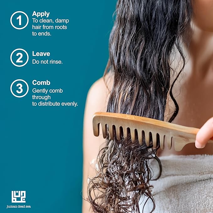 Juman Dead Sea Curly Hair Conditioner | Enriched with Shea & Cocoa Butter | Hydrating Hair Conditioner with Essential Oils | Keeps Long Curly Hair Intact | 13.5 Ounce