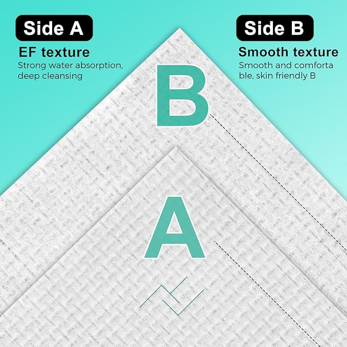 ONLYCARE Disposable Face Towel, Biodegradable Face Towels, 10" x 12" Super Thick Soft Facial Towels, 150 Count Face Towelettes Disposable for Sensitive Skin, Makeup Remover Dry Wipes, 3 Pack