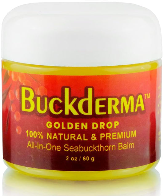Buckderma - 100% Natural All-In-One Seabuckthorn Balm - Facial Moisturizer, Oil Cleanser, Overnight Mask, Makeup Remover, Lip Balm, Hand Cream, Foot Butter and More