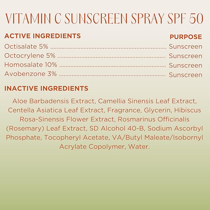 InstaNatural Skin Care Vitamin C SPF 50 Broad Spectrum Sunscreen Spray, Brightens & Hydrates, UVA, UVB Sun Protection Sunblock, with Aloe Vera & Botanicals, Aerosol Bottle, 5.5 Fl Oz