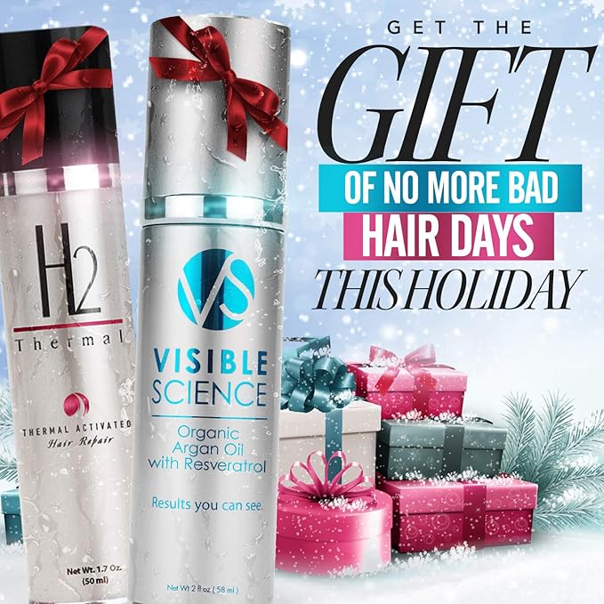 and Visible Science Argan Oil Bundle - Hair Repair Treatment and Heat Protectant + Argan Oil Serum for Gorgeous Shiny Hair - Repair and Prevent Damage - Seal Split Ends (2 Items)