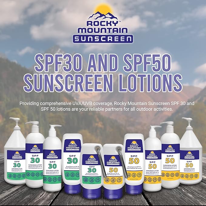 Rocky Mountain Sunscreen SPF 50 16 oz | Broad Spectrum UVA/UVB Protection | Hawaii 104 Reef Act Compliant (Oxybenzone & Octinoxate Free) | Water Resistant 80 Min. | Fragrance Free With Pump (16 Fl Oz)