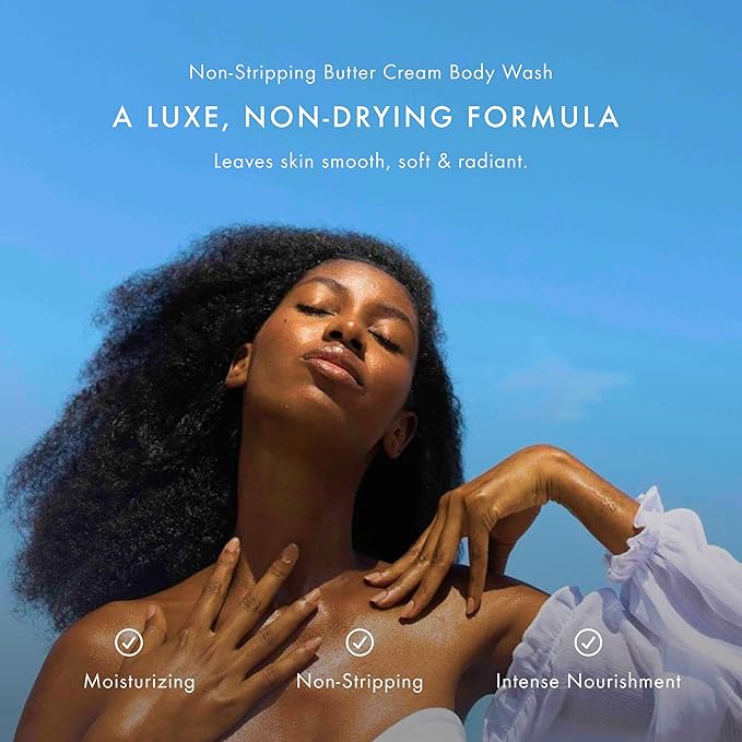 54 Thrones Non-Stripping Butter Cream Body Wash, Shea Butter Body Wash, Exfoliating & Moisturizing Liquid Soap, Ugandan Vanilla + Ethiopian Honey