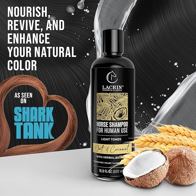 Oat and Coconut Horse Shampoo for Human Use – As Seen on Shark Tank – Gentle, Hydrating, Paraben-Free, Sensitive Scalp Shampoo for Hair Growth & Strengthening, 16.9 Fl Oz, 1-Pack