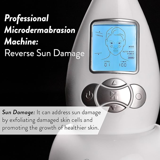 Microderm GLO Diamond Microdermabrasion Machine - Best Gift for Women - Dermabrasion & Anti Aging Wrinkle Skincare - Home Facial Treatment System - Blackhead Remover & Exfoliator for Acne Scars