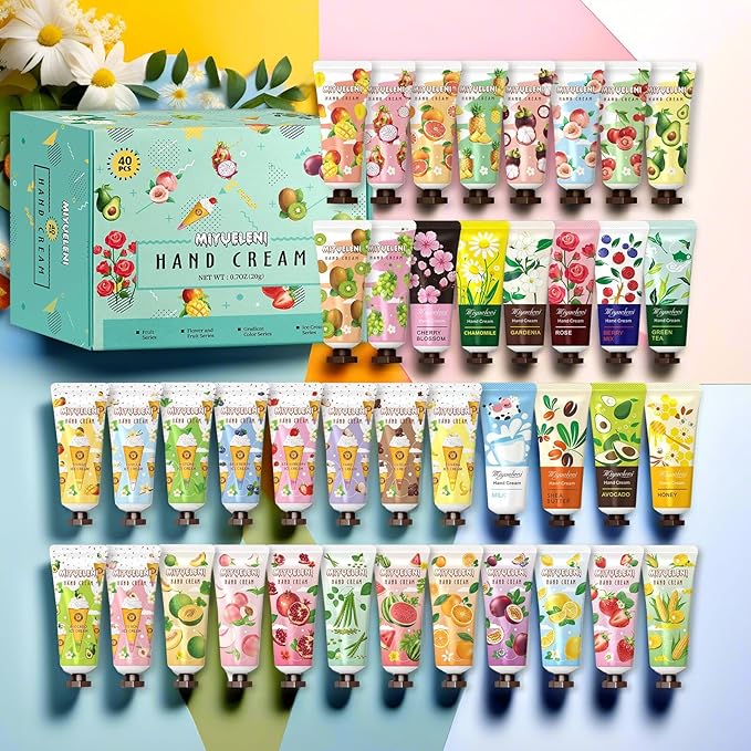 40 Pack Hand Cream Gifts Set, Natural Plant Scents, Moisturizing Hand Lotion Travel Size, Gifts for Women, Birthday, Mother's Day, Valentine's Day, Christmas, Thank You Gifts