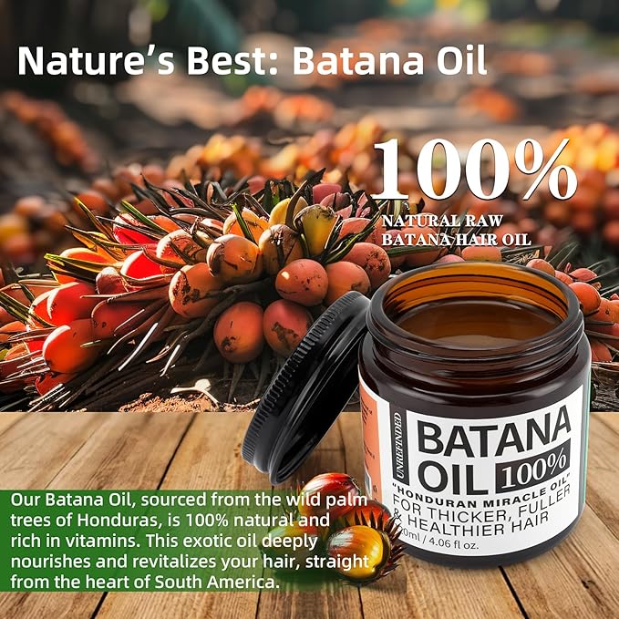 Batana Oil for Hair Growth Dr. Sebi 100% Natural, Unrefined and Organic Batana Oil from Honduras, 4.06 Ounce Jar