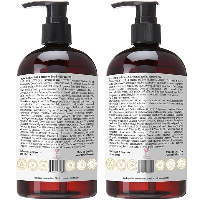 Organic Hair Growth Set Silk Velvet | Shampoo 17 oz + Conditioner 16 oz + Hair Loss Treatment 4 oz | Plant-based Keratin Protein + Biotin + Rosemary, Geranium, Chamomile. SLS-free. Vegan. GF