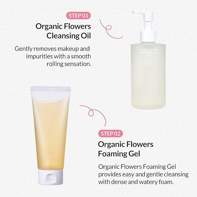 Whamisa Organic Flowers Foaming Cleansing Gel, Foaming Face Wash, Postbiotic-Rich Formula for Gentle Wash, Pore Care, Fermented, Hydrating (150ml)