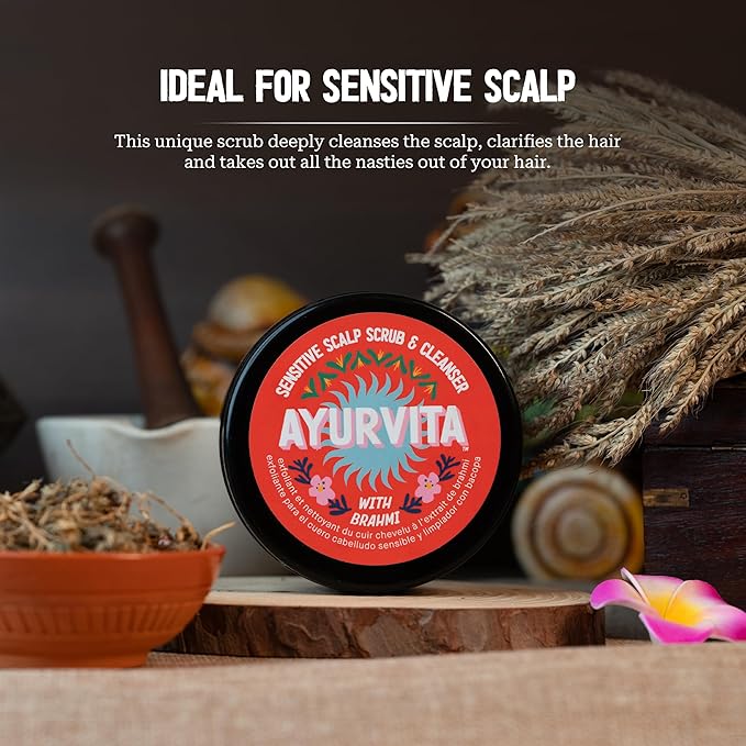 Brahmi Scrub & Cleanser – Deep Exfoliation & Cleansing – Best for Hair Care & Hair Growth - Instant Relief for Irritated Scalps – Restorating Ayurvedic Hair Exfoliator for Men & Women - 6.7oz