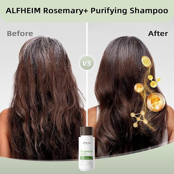 ALFHEIM Rosemary+ Purifying Shampoo | Infused with Rosemary Oil, Peppermint Oil & Calendula Extract | Gentle Cleansing for Oily Hair & Scalp Balance | Sulfate-Free, Paraben-Free | 10.7 fl oz