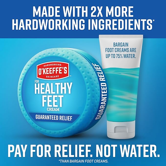 O'Keeffe's for Healthy Feet Foot Cream - 3.2 oz Jar (12 Pack) - Guaranteed Relief for Extremely Cracked, Dry Feet, Repairing Skincare, Instantly Boosts and Retains Moisture Levels