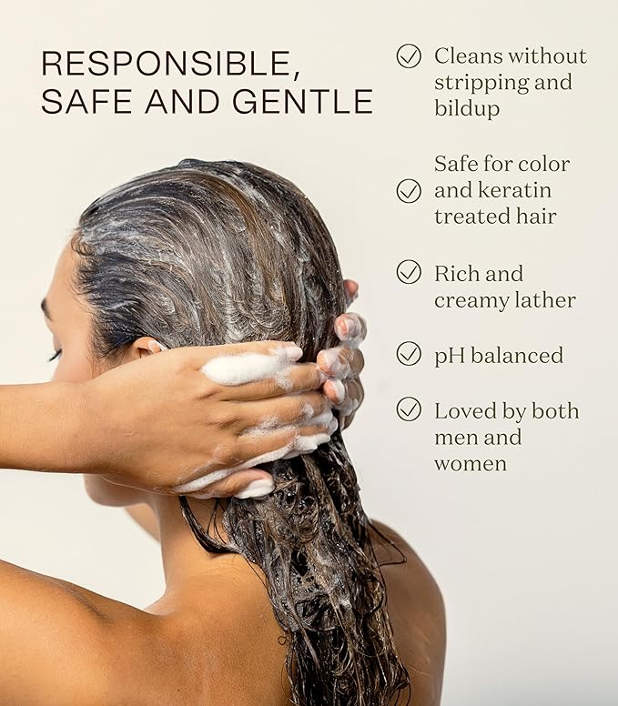 Ingreendients Non Toxic Vegan Shampoo with Organic Ingredients, Apple Cider Vinegar & Tea Tree Oil - Sulfate Free, Color Safe, Paraben Free, Gluten Free, Cruelty Free, pH Balanced