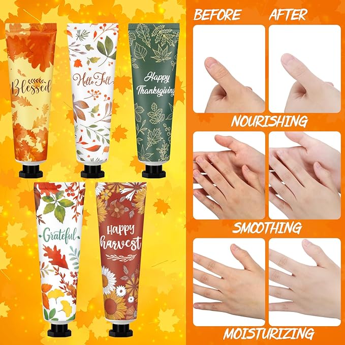 10 Pcs Fall Hand Lotion Bulk Gifts for Women Maple Leaves Hand Cream Gift Natural Botanical Fragrance Lotion for Chapped Hands 30ml Mini Travel Working Autumn Thanksgiving Party Supplies
