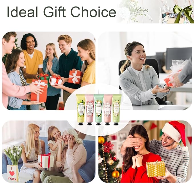 5 Pack Hand Cream Lotion Gifts Set - Mini Hand Lotion for Dry Cracked Hands Skin Travel Size Moisturizing Non Greasy Hydrating Hand Moisturizer Lotion for Women Teengirls, Plant Fragrance 1.06Oz Each