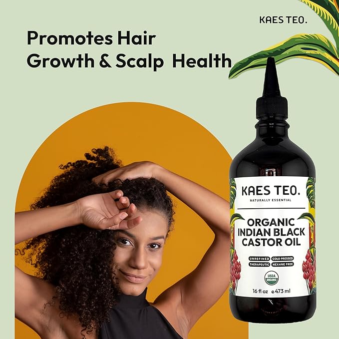 Organic Black Castor Oil for Hair Growth 16 fl oz - Not Jamaican Black Castor Oil, 100% Pure, Cold Pressed Hexane Free - USDA Certified, Skin, Nail, Scalp, Thicker Eyebrows & Eyelashes