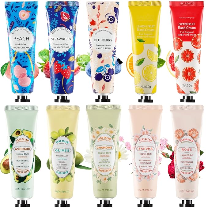 10 Pack Mini Hand Lotion,Hand Lotion Travel Size,Hand Cream Gift Set for Women,Bulk Hand Lotion for Dry Cracked Hands for Teacher Appreciation Gifts,Mothers Day Gifts,Nurse Week Gifts