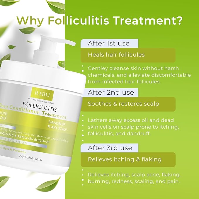 Folliculitis Deep Conditioner | Effective Scalp Treatment for Seborrheic Dermatitis, Psoriasis, Dry Itchy Scalp, Dandruff Treatment | Nourishes Oily Hair and Promotes Healthy, Hydrated Hair Treatment