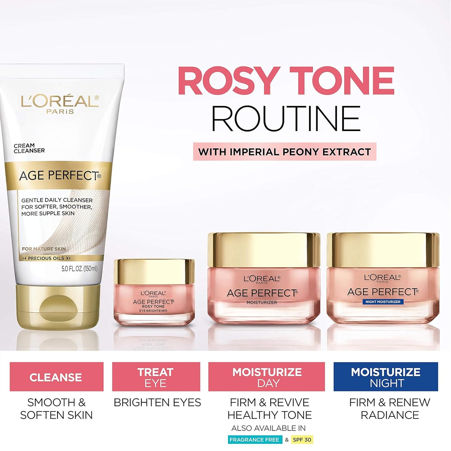 🌹 L'Oreal Paris Age Perfect Rosy Tone Moisturizer – Anti-Sagging & Brightening Face Cream (1.7 oz)