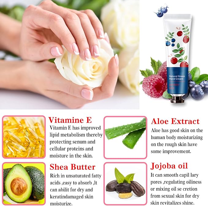 10 Pack Natural Botanical Fragrance Hand Cream Travel Gift Set for Chapped and Work Hands,Moisturizing Mini Hand Lotion Travel Size for Men and Women,with Natural Shea Butter and Aloe Vera - 30ml