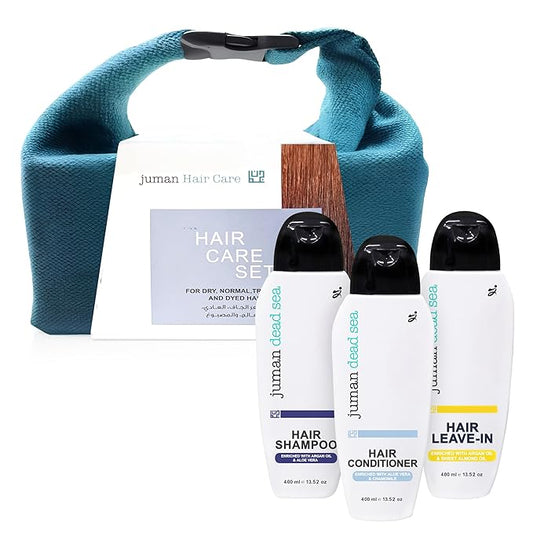 Juman Dead Sea Minerals Shampoo And Conditioner Set | For Dry, Normal, Treated, and Dyed Hair | Enriched with Essential Argan Oil & Plant Extracts | Moisturizing Hair Bundle | Pack of 3