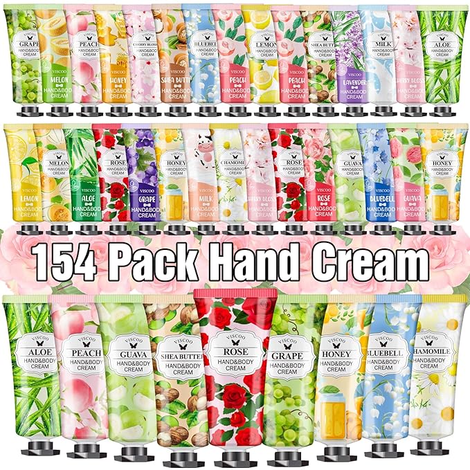 154 Pack Hand Cream Gifts Set for Women, Bulk Hand Lotion for Birthday Gifts for Women, Bridesmaid Gifts, Thank You Gifts, Party Favors, Mini Moisturizing Hand Lotion Travel Size for Dry Cracked Hands