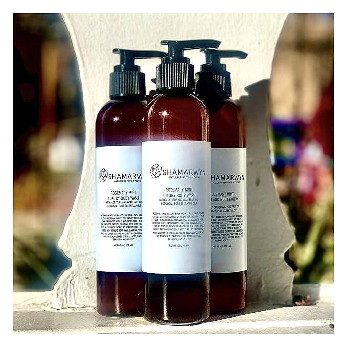 shamarwyn Body Wash, Rosemary Mint, Natural-Organic Hydrating with Aloe Vera & Acaí Oil 8oz
