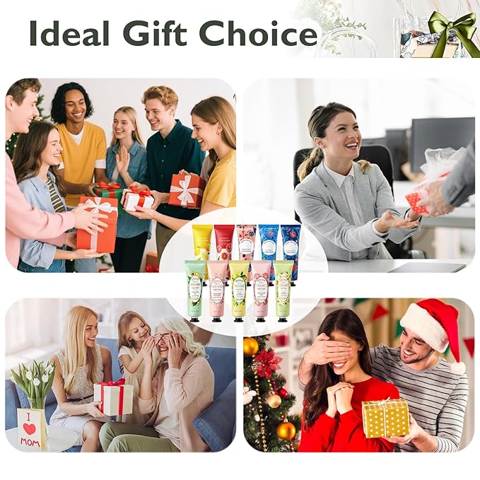 10 Pack Hand Cream Gifts Set for Women - Travel Size Hand Lotion for Dry Cracked Hands Instant Relief Moisturizing Hand Plant Fragrance Hydration Lasting Appreciation Christmas Gifts 1.06Oz Each