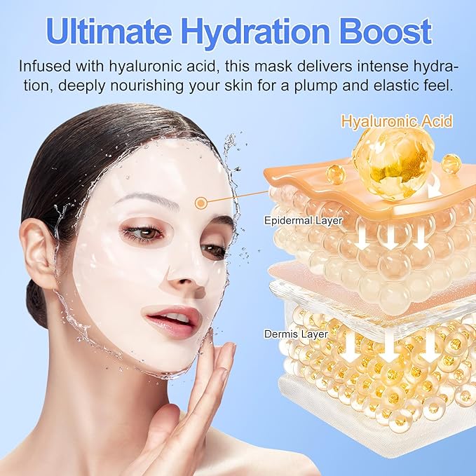 collagen mask,face masks skincare Firming Collagen Mask with Collagen Peptides for Anti-Aging,Facial Hydrogel Masks with low molecular weight collagen for elasticity and moisturizing 12pcs