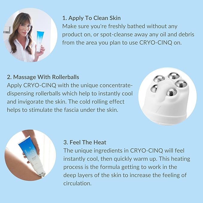 Serious Skincare Anti-Cellulite Cryo-Cinq Cold Sculpting Body Cream - Skin Firming, Tightening for Stretch Marks, Legs, Arms, Buttock - Caffeine Body Moisturizer - Rollerball Applicator - 8 oz.