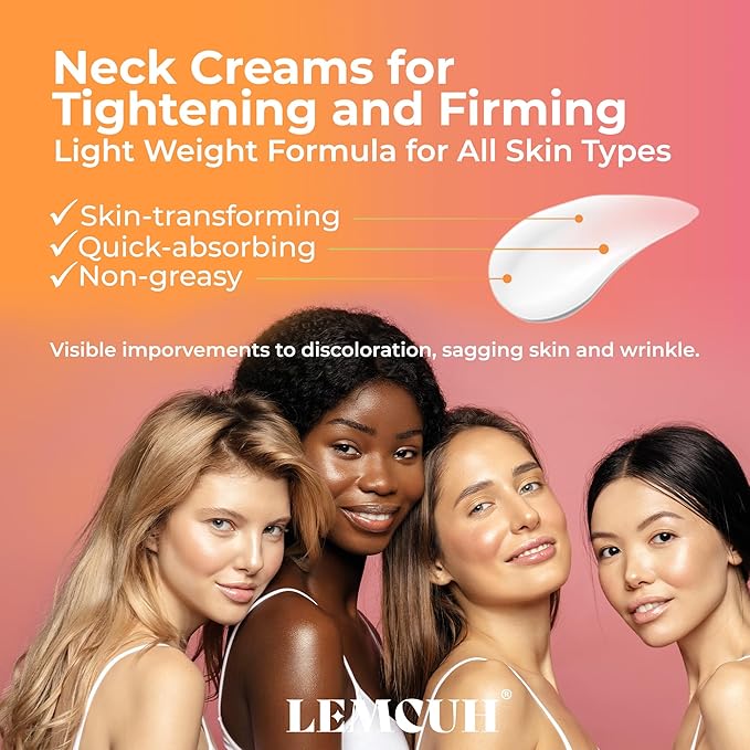 Neck Cream for Tightening and Firming: Anti Aging Anti Wrinkles Reduces Neck Lines Fine Lines - Retinol Niacinamide Squalane Hyaluronic Acid Ceramides Cruelty Free Paraben Free 2.8 OZ/80g