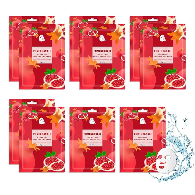 10PCS Hydrating Face Masks,Moisturizing Facial Masks for Women and Men,Fruit Overnight Facial Sheet Mask,Lightweight and Non-greasy Face Sheet Mask for All Skin Type 09