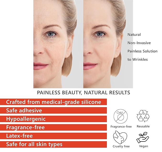 Forehead Wrinkle Patch & 4 Reusable Silicone Face Patches Set: Includes Eye Wrinkle Patches & Smile Line Patches - Improves Skin Texture, Prevent Wrinkles & Enhance Facial Radiance