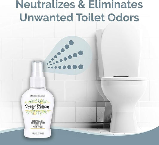 SMELLS BEGONE 4 oz Essential Oil Air Freshener Bathroom Spray - Eliminates Bathroom & Toilet Odors - Made with Essential Oils - Orange Blossom Scent