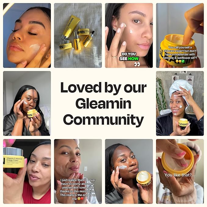 Gleamin Advanced Brightening Face Moisturizer - Face Cream for Women & Men with Vitamin C, Ceramides, Turmeric & Hyaluronic Acid - Faded Cream for Dark Spots, Uneven Skin Tone & Hydration - 1.7 fl oz