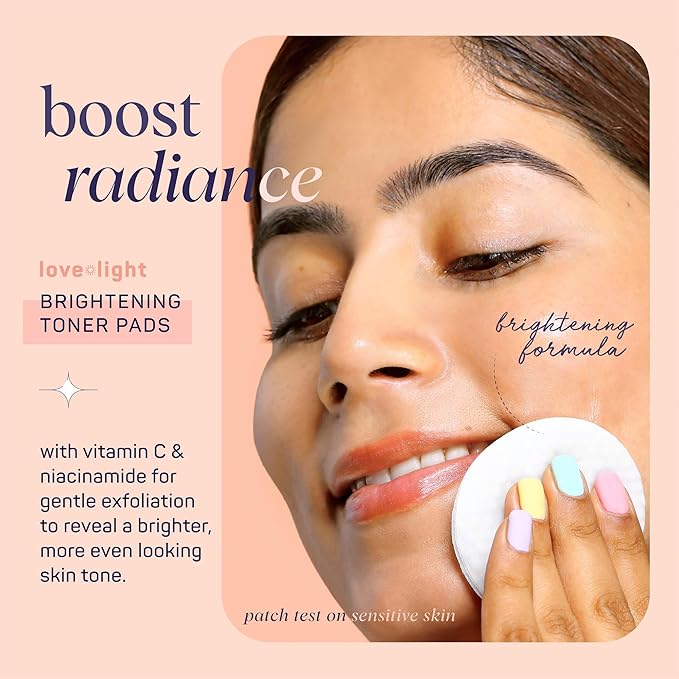 SpaLife Love & Light Radiating Toner Pads – for Uneven Skin Tone, Dark Spots & Discoloration, Clogged Pores, Dullness with Vitamin C, Niacinamide – Toner Pad for Face, Pre-Soaked Pads
