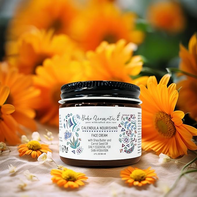 Calendula Nourishing Face Cream for Dry Skin, Natural & Organic Facial Cream, Hydrating and Moisturizing skin care product, Vegan Face Cream, Facial Moisturizer for Dry Skin