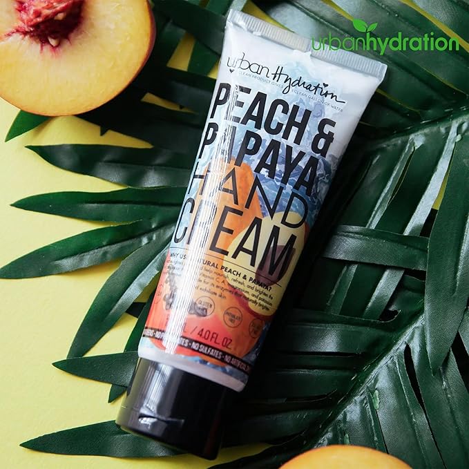 Urban Hydration Peach & Papaya Hand Cream, Hydrating & Moisturizing Hand Cream for Men and Women, Brighten & Glow Formula with Ceramides and Antioxidants, Sulfate-Free & for All Skin Types – 4 FL Oz