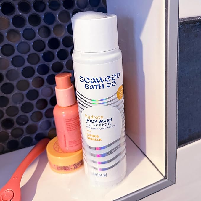 Seaweed Bath Co. Hydrate Body Wash - Citrus Vanilla | Foaming Shower Gel Cleanser with Natural Ingredients | Vegan, Paraben and Sulfate Free | For Women and Men | 12 oz (Pack of 2)