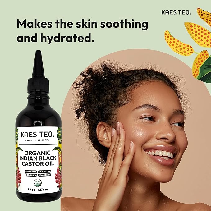 Organic Black Castor Oil for Hair Growth - Not Jamaican Black Castor Oil, Moisturizes Skin, Nail, Scalp, Thicker Eyebrows, Lashes 100% Pure Cold Pressed Hexane Free - Premium Kit, 8 fl oz