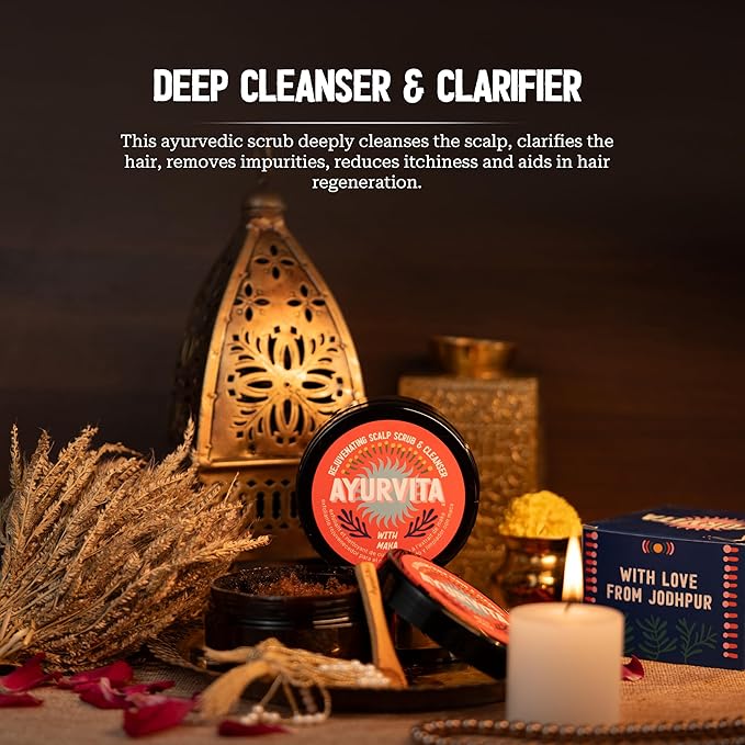 Scalp Scrub & Cleanser – Perfect Exfoliating Scalp Care - Best for Hair Care & Hair Growth - Instant Relief for Irritated Scalps – Restorating Ayurvedic Hair Treatment - 6.7 oz