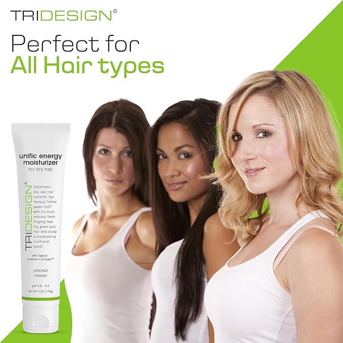 TRI Design Unific Energy Moisturizer Conditioner – Leave In Conditioner for Curly Hair, Anti Frizz Hair Serum & Deep Conditioner for Dry, Damaged Hair – Frizz Control & Hair Care Solution – 6 oz Tube