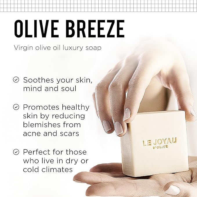 LJO Fragrance-Free Soap | Minimal 3 Ingredients Soap Bar | Handmade & All-Natural | Free from Chemicals | No Titanium Dioxide | Olive Breeze | Cold Processed Soap | For All Skin Types | Pack of 1