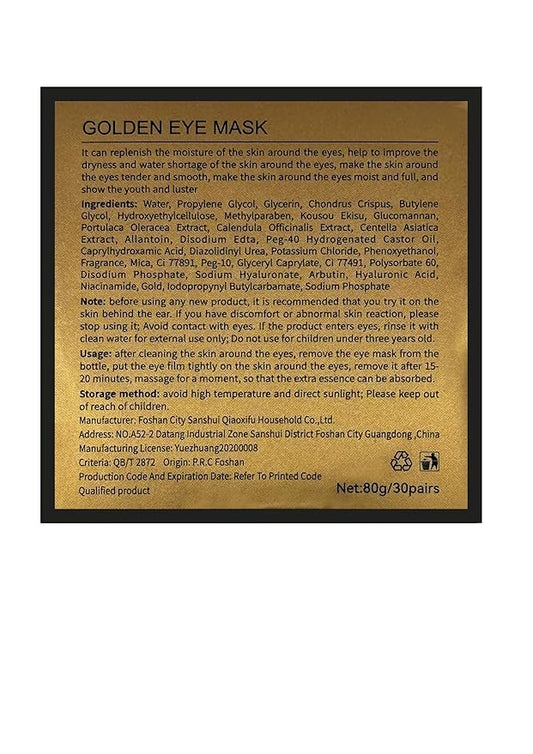 Green Cosmos 24k Under Eye Patches - 30 Pairs - Under Eye Mask for Eye Care,Hydrating Moisturizing Eye Mask Patch Under Eye Patches for Dark Circles and Puffiness (24K Gold)