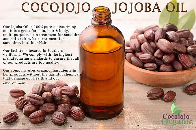 Dr Joe Lab Jojoba Oil Organic, for Hair Growth, Skin, Face, 100% Pure Natural, Cold Pressed, Deep Moisturizing Anti-Aging, Essential Oils - 8 Fl Oz