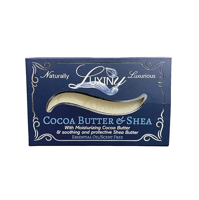 Luxiny Natural Soap Bar, Cocoa Butter & Shea Handmade Body Soap and Bath Soap Bar is a Palm Oil Free Moisturizing Vegan Castile Soap for All Skin Types Including Sensitive Skin, Unscented (3 Pack)