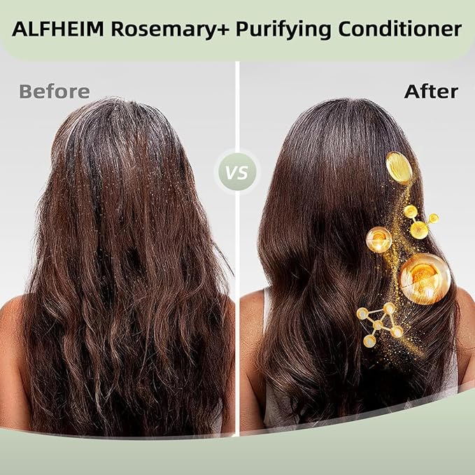 ALFHEIM Rosemary+ Purifying Shampoo | Rosemary, Mint & Jojoba Oil Infused | Gentle Cleansing While Balancing for Oily Scalp & Removing Build-Up | Sulfate-Free ＆ Paraben-Free | 33.8 fl oz