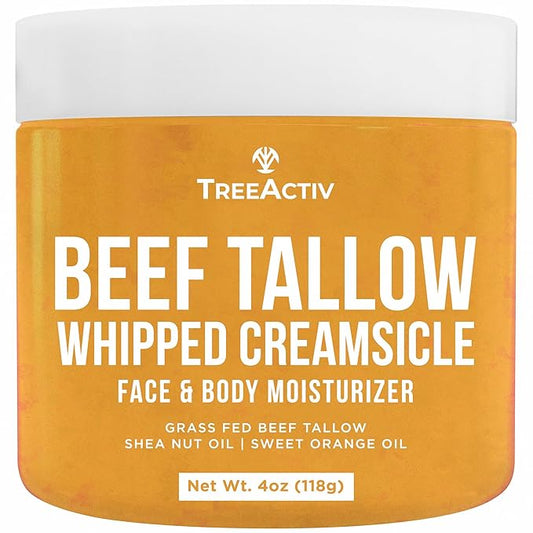 Beef Tallow Face Cream Body Moisturizer, All Natural Grass Fed Whipped Beef tallow For Skin, Deeply Hydrating & Nourishing Balm for Eczema Cracked Dry Itchy Irritated Skin Repair Skincare 4 fl oz