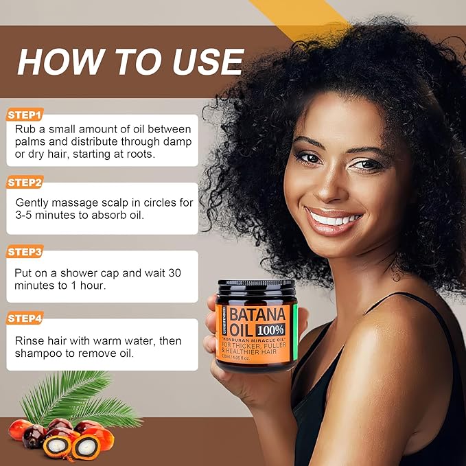 Unrefined Batana Oil for Hair Growth, Dr. Sebi Raw Batana Oil from Honduras, Hair Mask Hair Growth oil with Organic and Natural Ingredients, 4.06 fl oz (4.06 fl oz, Coffee)